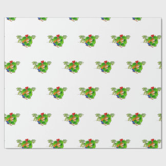 cute mouse with holly wrapping paper