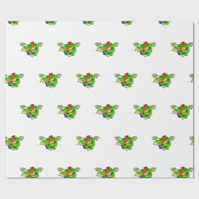 cute mouse with holly wrapping paper (Seam)