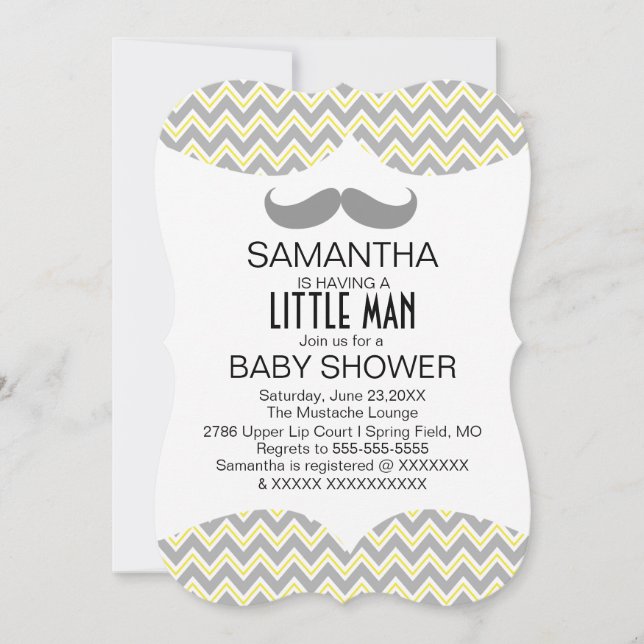 Cute Moustache Boys Baby Shower Custom Invite (Front)