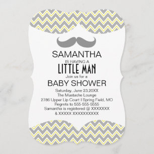 Cute Moustache Boys Baby Shower Custom Invite