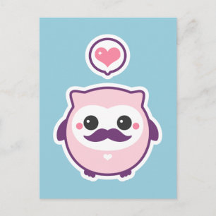 Cute Moustache Owl Postcard