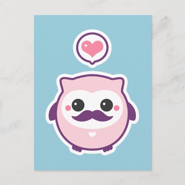 Cute Moustache Owl Postcard (Front)