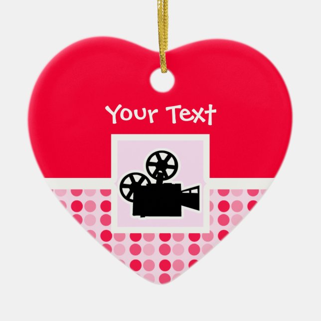 Cute Movie Camera Ceramic Tree Decoration (Front)