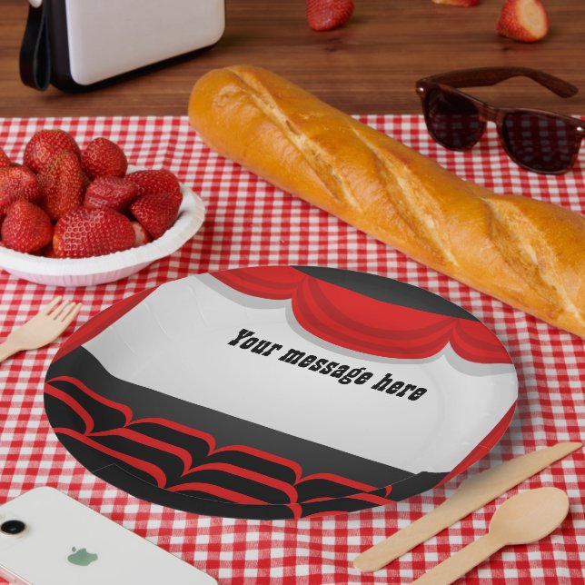 Cute Movie Theatre themed add message party Paper Plate (Picnic)