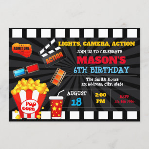 Cute movie ticket birthday invitation