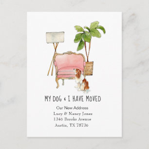 Cute Moving with dog moving announcement Postcard