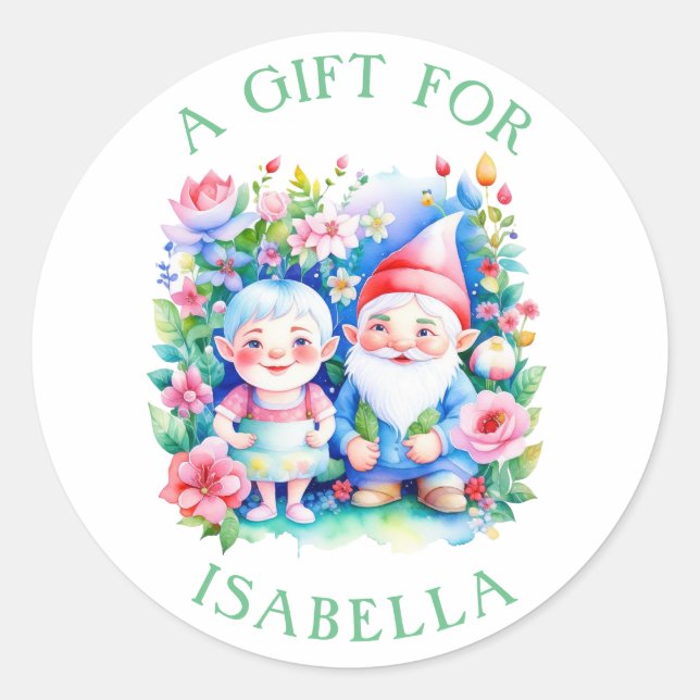 Cute Mr and Mrs Clause Personalised Christmas Classic Round Sticker (Front)