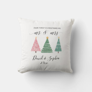 cute mr and mrs first christmas cushion