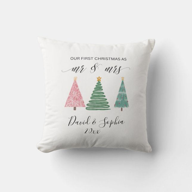 cute mr and mrs first christmas  cushion (Front)