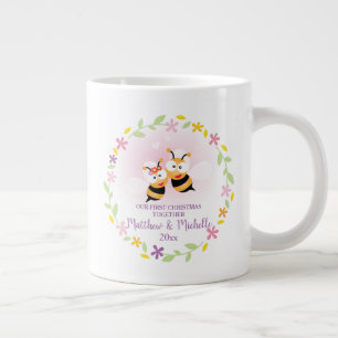 Cute Mr And Mrs Honey Bee First Christmas Keepsake Large Coffee Mug