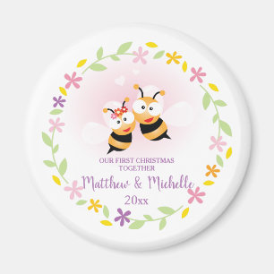 Cute Mr And Mrs Honey Bee First Christmas Keepsake Magnet