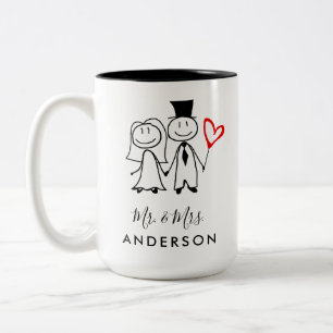 Cute Mr and Mrs Married Couple Two-Tone Coffee Mug