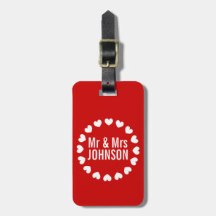 Cute Mr and Mrs monogram luggage tag for newlyweds