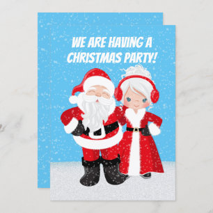 Cute Mr. and Mrs. Santa Claus Party Invitation