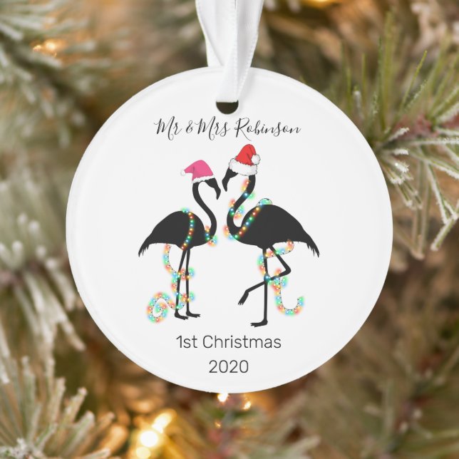 Cute Mr & Mrs | Flamingo | 1st Christmas Tree Ornament (Tree)