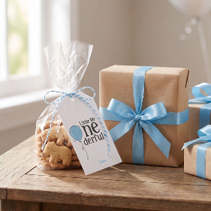 Cute Mr Onederful Blue Balloon Custom Gift Tags