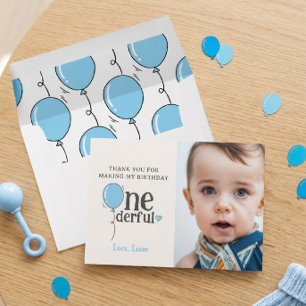 Cute Mr Onederful Thank You Card with Photo