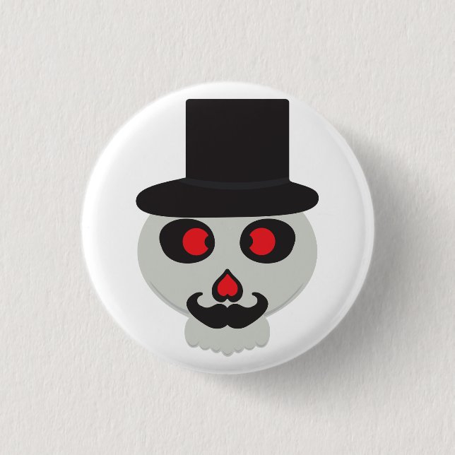 cute mr skull cartoon 3 cm round badge (Front)