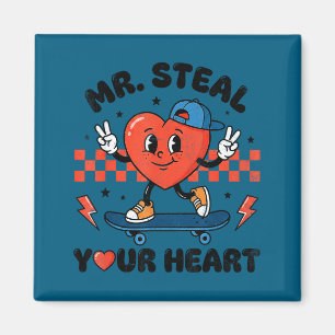 Cute mr steal heart checkered valentine boy magnet