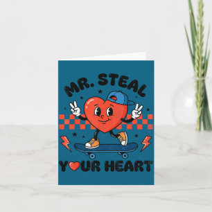 Cute mr steal heart chequered valentine boy card