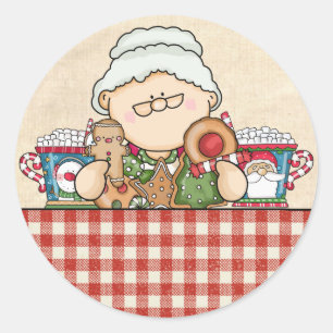 Cute Mrs. Claus & Cookies Christmas Envelope Seals