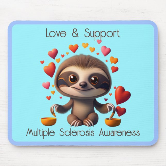 Cute MS Baby Sloth surrounded by ♥️s Mouse Mat (Front)