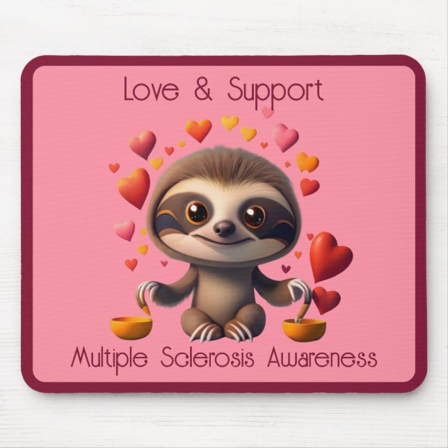 Cute MS Baby Sloth surrounded by ♥️s Mouse Mat (Front)