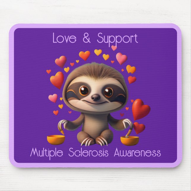 Cute MS Baby Sloth surrounded by ♥️s Mouse Mat (Front)