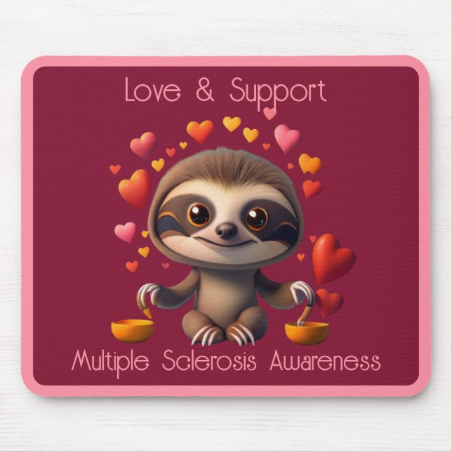 Cute MS Baby Sloth surrounded by ♥️s Mouse Mat (Front)