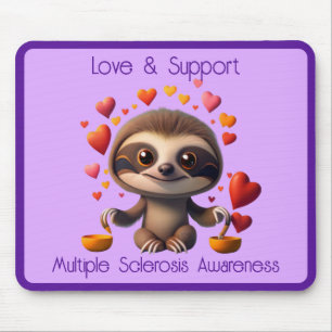 Cute MS Baby Sloth surrounded by ♥️s Mouse Mat