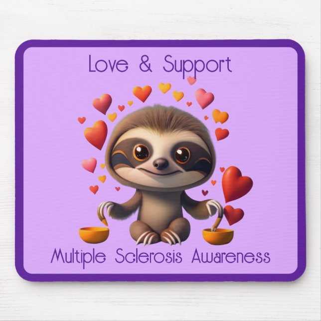 Cute MS Baby Sloth surrounded by ♥️s Mouse Mat (Front)