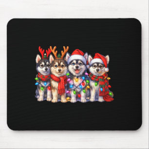 Cute Msky Christmas Dogs With Lights Long Sleeve  Mouse Mat