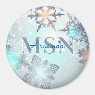 Cute MSN Graduation Personalized Name Blue Magnet