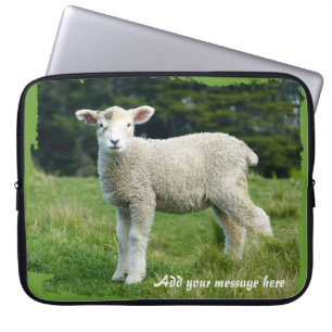 Cute Muddy Lamb in Meadow Add Message Laptop Sleeve