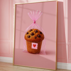 Cute Muffin Art Print, Cozy Kitchen Bakery Wall  Poster