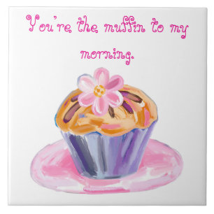 Cute Muffin with Flower Topping Tile