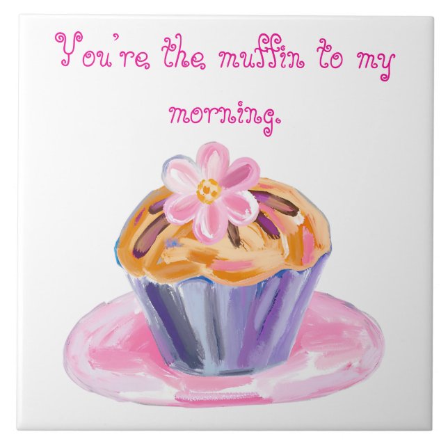 Cute Muffin with Flower Topping Tile (Front)