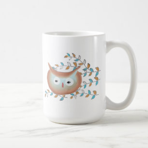 Cute Mug Owl Picture in Brown & Teal
