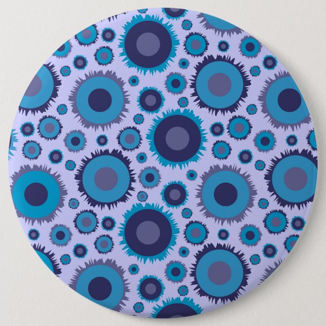 Cute multi blue colours suns patterns 6 cm round badge (Front)