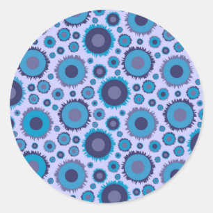Cute multi blue colours suns patterns classic round sticker