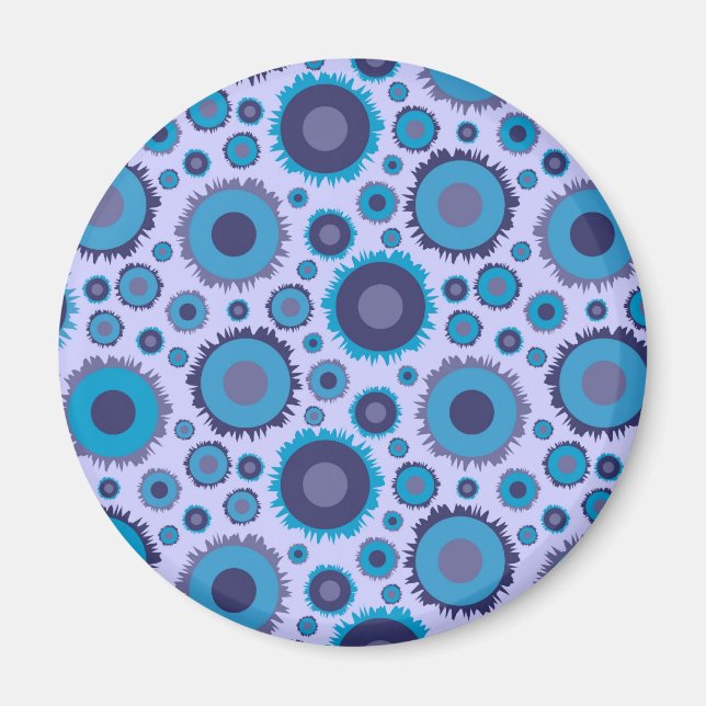 Cute multi blue colours suns patterns magnet (Front)