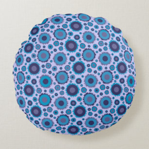 Cute multi blue colours suns patterns round cushion