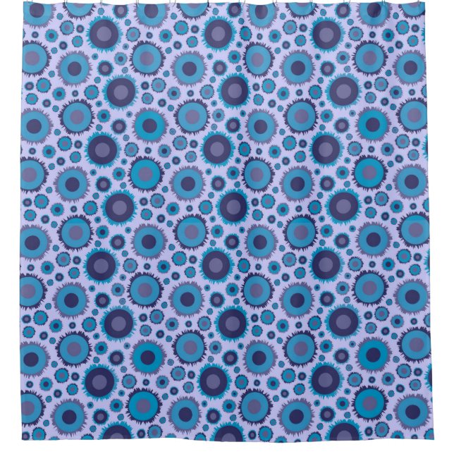 Cute multi blue colours suns patterns shower curtain (Front)
