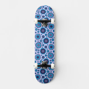 Cute multi blue colours suns patterns skateboard