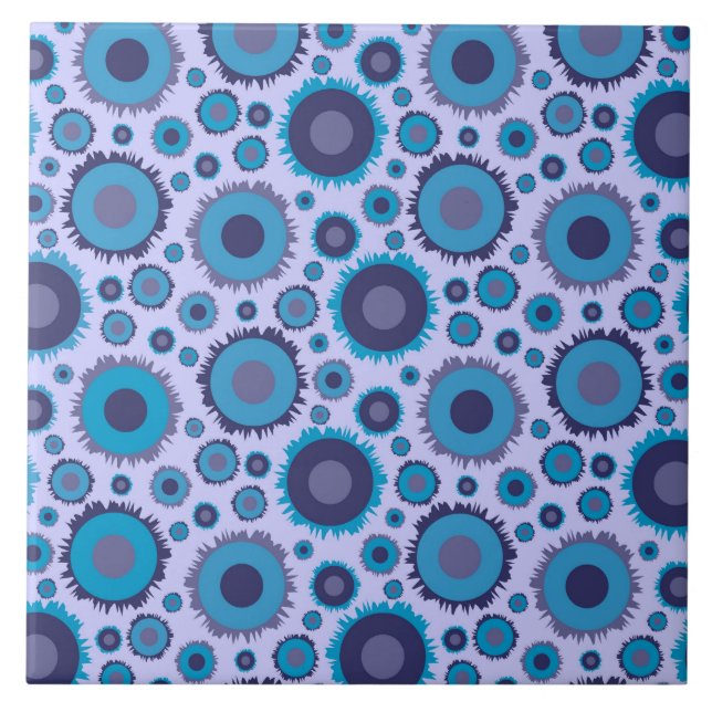 Cute multi blue colours suns patterns tile (Front)