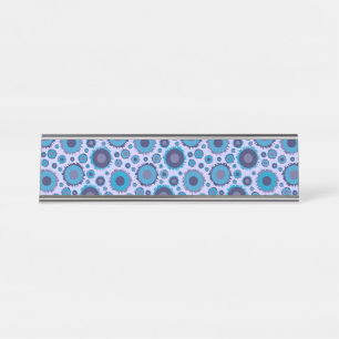 Cute multi blue colours suns patterns tile desk name plate