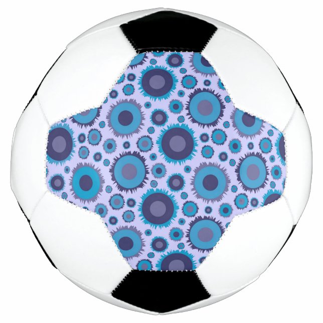 Cute multi blue colours suns patterns tile football (Front)
