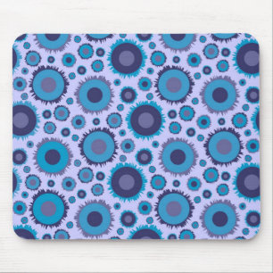 Cute multi blue colours suns patterns tile mouse mat