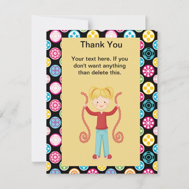 Cute, Multi Colour, Arcade 2 Birthday GirlThank Yo Thank You Card (Front)
