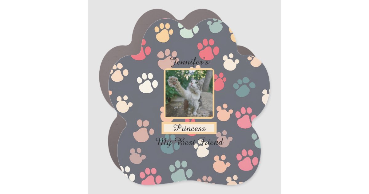 Cute MultiColour Colourful Cat Paw Print Car Zazzle
